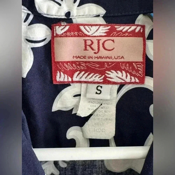RJC Hawaiian Shirt Medium Blue White Floral - Picture 7 of 9